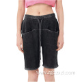Summer high street washed distressed terry shorts
